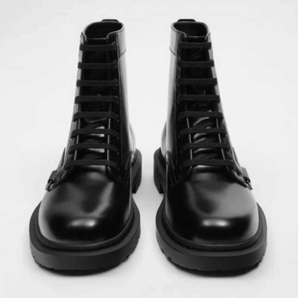 Zara Patent Leather Laced Boots